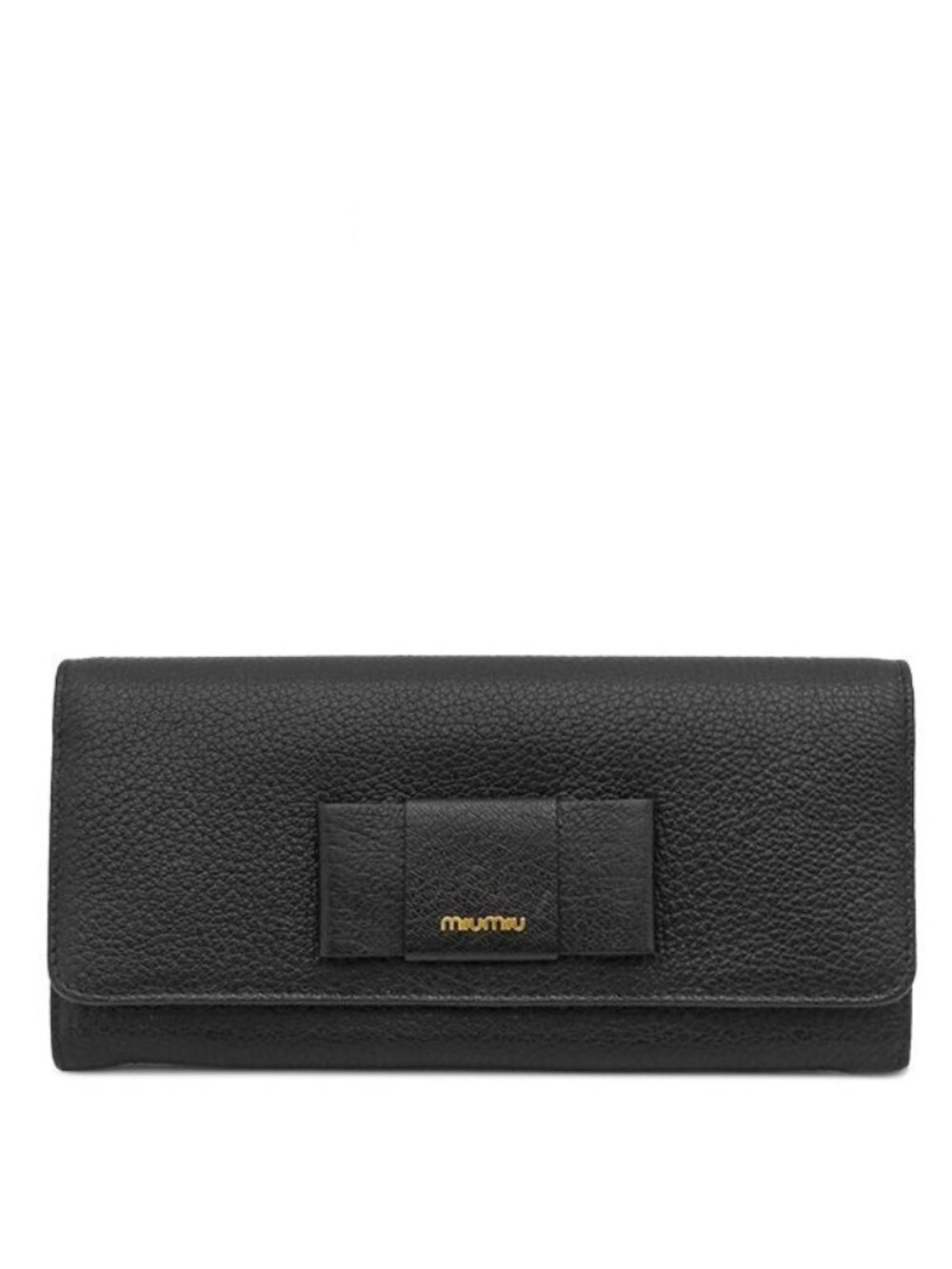 Miu Miu Wallet Ribbon Motif Leather Black Gold